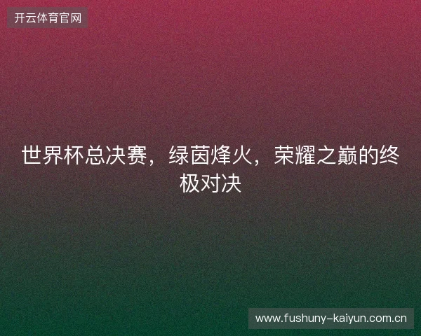 世界杯总决赛，绿茵烽火，荣耀之巅的终极对决
